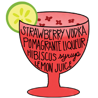Hot Girl - Strawberry vodka, pomegranate liqueur, hibiscus syrup, lemon juice