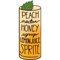 Peach Please - Peach nectar, honey syrup, lemon juice, Sprite