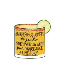 Sting Like a Bee - Jalapeno cucumber tequila, honey syrup, egg white, fresh orange juice, lime juice
